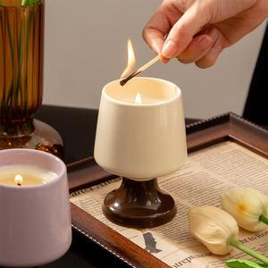 Portavelas de Cerámica Fengxi, Redondo, Beige y Morado, Decoración para el Hogar, Ecológico, Color Personalizable, Diseño con Tallo - Product Image 2