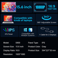 Monitor LCD Portátil Plegable de 15.6 Pulgadas con Pantalla IPS de Doble Cara Completa para Laptop