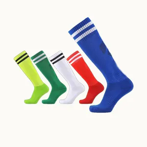 Özel Logo erkekler yürüyüş çizgili futbol çorapları uzun tüp havlu çorap çocuk nefes çorap