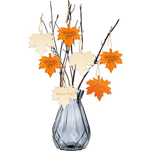 Adornos de hojas de arce de madera, 10 piezas, artesanía hecha a mano para decoración del hogar, etiquetas de otoño con cuerda de hilo - Product Image 2