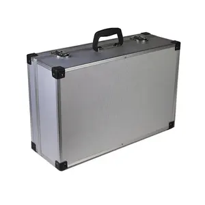 Custom Label Aluminum Case Portable Empty Tool Box With Stand Silver Briefcase