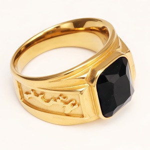 Мужское винтажное кольцо-печатка из нержавеющей стали с позолотой 18K, квадратным камнем и гравировкой, в ретро-стиле, эффектное кольцо для мужчин, ювелирное украшение - Product Image 5