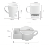 Tasse de visage de lait porcelainous tasses à thé avec poche à biscuits biscuits blancs porte-gobelet biscuits tasse à café en céramique blanche