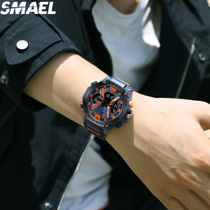 SMAEL 8087 Dual Display Quartz Watch ABS Alloy Shell 30-50M Waterproof PU Strap Multi Color Sports <b>Stop</b> Watch <b>Alarm</b> - Product Image 5