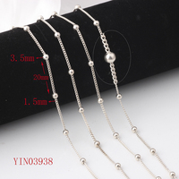 Varias cadenas de cable de eslabones planos de Plata de Ley 925, cadena de Singapur, cadena de bordillo con cuentas para DIY, collar, pulsera, fabricación de joyas