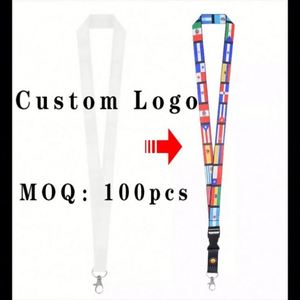 Custom Eco-friendly Polyester Business ID Lace Key Cord Lanyards with ID Holder <b>Hook</b> Silk Screen Printing - Product Image 2