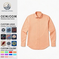 Chemise d'affaires homme à manches longues en sergé 100% coton égyptien, à simple couture, col semi-écarté, avec logo personnalisé, pour revendeurs