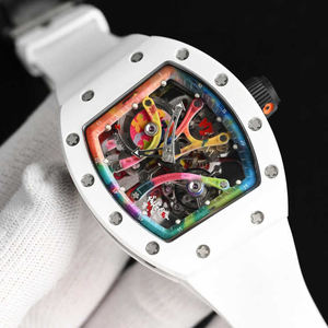 RM68-01 Men Mechanical Watch with Graffiti Dial, Tourbillon and Alarm Function, Tonneau Shape Case, Rubber Strap, Analog Dial - Product Image 3