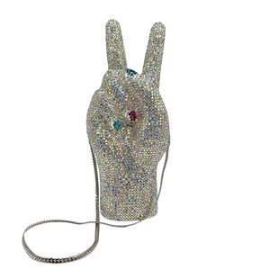 Pochette de soirée pour femme, style mode, avec cristaux Victory et strass brillants motif geste 'Yeah', pour boîte de nuit, bar et rendez-vous - Product Image 4
