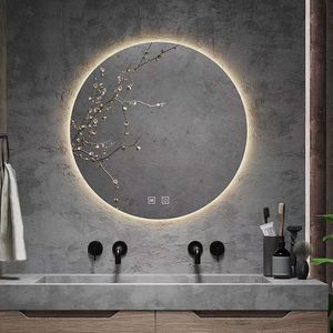 Miroir LED rond suspendu au mur dans la chambre à coucher de la salle de bain - Product Image 5