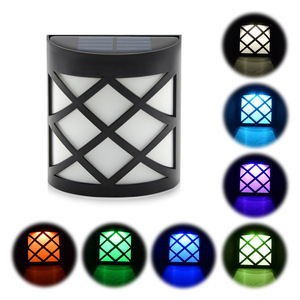 Solar <b>Led</b> Wall Light Square Polycarbonate <b>Diffuser</b> Outdoor Garden Fence Lighting Warm White Color Changing - Product Image 4