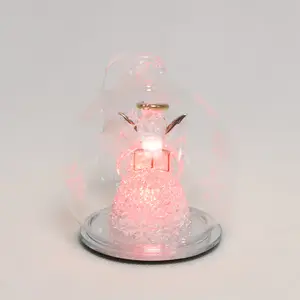 Berubah warna bola kaca LED ornamen dekoratif kaca menyala malaikat Natal memegang bintang salju dunia dekorasi