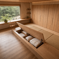 Lit plateforme tatami bio-phile sur mesure de Nouvelle-Zélande avec armoire en bois écologique pour villa moderne