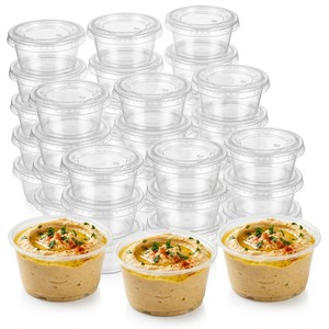 כוס רוטב מפלסטיק PP ללא BPA עם מכסה צירים, מיכל חד פעמי לרטבים, אטום לדליפות, לסלט, רטבים וטבילה, 25ml 50ml - Product Image 3