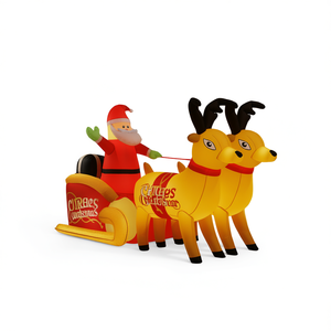 Decorazione natalizia gonfiabile con Babbo Natale e renne per esterni, decorazione per giardino, 51,2 pollici, modello D0100HXZ7CT - Product Image 1