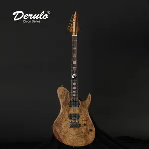 Derulo Guitarra Elétrica OEM Personalizado de Alta Qualidade Ziricote BurlTop Fingerbo9pieces BlackWalnut Maple & Rosewood & EbonyNeck Custombody