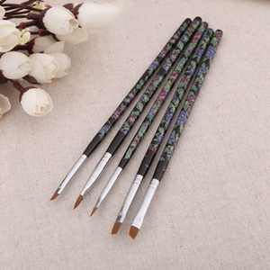 5 Pcs Nail Art Brush Set Nylon Crimped Ferrule Printing Handle Flat Slant Gel Nail Painting Manicure Salon Nail Brushes Kit - Product Image 2