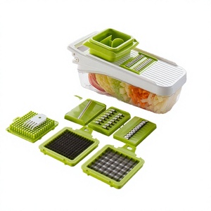 Hachoir manuel multifonctionnel en plastique 17 pièces, trancheuse à oignon, coupe-légumes, mandoline, outil de cuisine - Product Image 3
