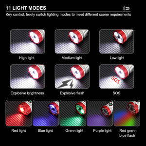 Mini lampe torche LED rechargeable pour le camping et l'EDC, 7 LED, étanche, tactique, avec aimant, corps en alliage d'aluminium - Product Image 5