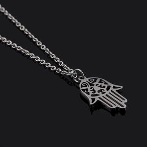 Collana Retrò a Forma di Palma in Acciaio Inossidabile, Collana con Mano di Fatima, Gioiello Portafortuna Punk Hip-Hop - Product Image 5