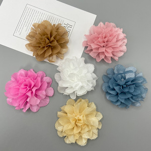 Corsage de flor de camelia de tela hecho a mano de 9 cm, accesorios de joyería DIY para ropa y diademas - Product Image 1