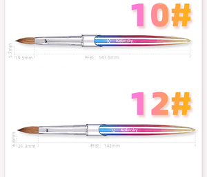 แปรงอะคริลิคสำหรับทำเล็บ ขนโคลินสกี้แท้ 100% ด้ามโลหะหกเหลี่ยมสีดำ ปลายแปรงแบบกลีบดอกไม้ สำหรับปัดผงและปั้นลาย - Product Image 3