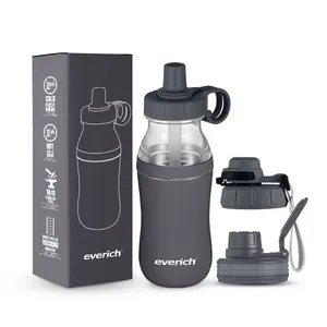 Everich neues Design Form kundenspezifisch 24 Unzen BPA-frei Kunststoff Edelstahl Kinder-Wasserflasche mit Strohhalm