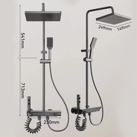 Ensemble de douche contemporain à double poignée, finition brossée, 4 fonctions, jet doux, noir mat, système de robinetterie de spa effet pluie