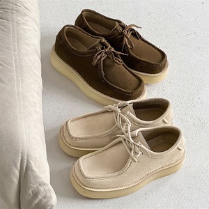 Zapatos casuales de cuero retro para hombre, estilo nuevo, punta cuadrada, suela gruesa, versátiles, con cordones. - Product Image 5