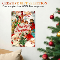 Décoration Murale Vente en Gros Cadeaux de Noël Panneau Métallique de Haute Qualité Père Noël Plaques en Étain Décoratives Peinture Murale pour la Maison Chambre Affiche Métallique