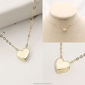 Desain Minimalis Nyata 18K/ 14K/ 9K Emas Hati Liontin Kalung Dipoles Tinggi Menyederhanakan Hati Kalung untuk Anak Perempuan - Product Image 3