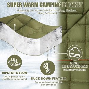 Coperta da Campeggio con Cappuccio Migliorata, Impermeabile, Imbottita 650 Fill, Poncho Coperta 196 x 127 cm, <span class=keywords><strong>Sacco</strong></span> <span class=keywords><strong>a</strong></span> <span class=keywords><strong>Pelo</strong></span> Indossabile e Ripiegabile - Product Image 3