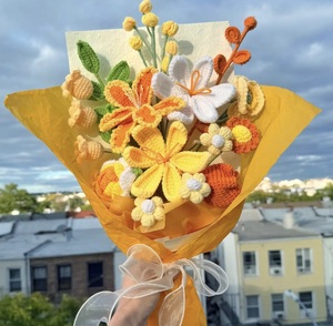 business gift set Custom Handmade <strong>Cotton</strong> Crochet Flower Bouquet-Romantic Dreamy Style Forever Bloom Yarn Gift for Wedding Christmas Graduation - Product Image 4
