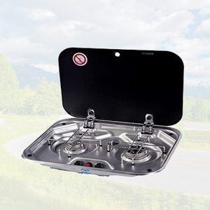 Gran oferta, estufa de Gas RV de acero inoxidable, tapa de vidrio templado, estufa de Gas para autocaravana, estufa de Gas para remolque estilo RV587 - Product Image 1