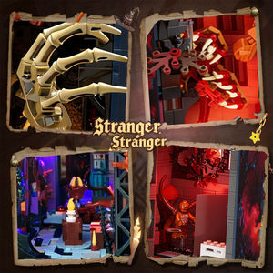 CAYI Book Nook Kit Plastic the <span class=keywords><strong>Stranger</strong></span> <span class=keywords><strong>Things</strong></span> Build Block Kit de casa en miniatura Book Nook Estantería iluminada Decoración del hogar - Product Image 5