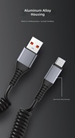 Câble de données USB-C à charge rapide 66W PD 3A 4A, câble en cuivre pur rétractable, câble à ressort USB-C pour iPhone Xiaomi Samsung