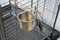 Vente en gros de cage à oiseaux de luxe en métal noir à 4 roues, perroquet, ara canari, perruche, perruche, animal de compagnie