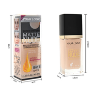 Vente en gros de maquillage sous marque privée, huile hydratante imperméable, contrôle, fond de teint liquide 40ml, couverture complète pour peau grasse et sèche