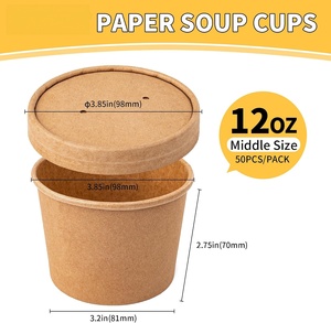 ภาชนะใส่อาหารแบบใช้แล้วทิ้งรักษ์โลก ทำจากกระดาษคราฟท์ สำหรับใส่ก๋วยเตี๋ยวและซุปร้อน ฝาปิดแบบแบน ใช้เวลาจัดส่ง 3-7 วัน แบบผนังชั้นเดียว - Product Image 2