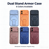 Coques de téléphone portable de luxe antichoc en TPU+PC avec double béquille pour IP17 Pro Max, protection coulissante de l'objectif, finition mate, tons neutres