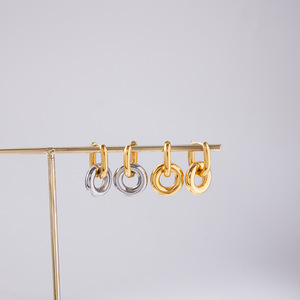 Geometric Double <b>Hoop</b> <b>Earrings</b> Stainless Steel Gold <b>Silver</b> Color Women Fashion Jewelry Gift <b>Earrings</b> - Product Image 4