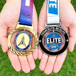Médaille en métal 3D personnalisée à faire soi-même, <span class=keywords><strong>design</strong></span> de football, de soccer, de basketball, de sports, en alliage de zinc, médaille rotative mobile - Product Image 1