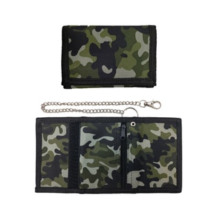 Party <b>Gift</b> Wholesale Designer Teen Camouflage Slim Card Zipper Keychain Wallet <b>Cheap</b> Oxford Trifold Mens Wallet - Product Image 2