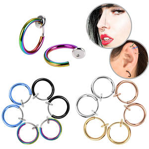 Ensemble de bijoux de faux <span class=keywords><strong>piercing</strong></span> anneau de nez à clipser/<span class=keywords><strong>septum</strong></span>/manchette d'oreille accessoires non percés pour l'art - Product Image 4