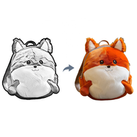 Sac à dos personnalisé en peluche renard, sac bandoulière en cuir motif animal de dessin animé avec logo brodé pour étudiantes et shopping