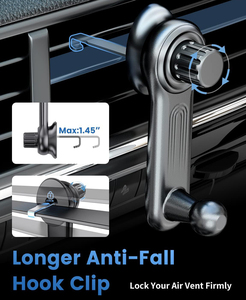 Longer Steel Hook Hands Free Magnético Air Vent Car Phone Mount para iPhone 16 Pro Max 15 14 13 12 Todos os Smartphones - Product Image 4