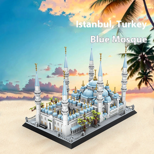 Giocattoli islamici musulmani per bambini moschea Medina Masjid Al Nabawi Al-haram Haj regalo educativo blocco di costruzione Set moschea blu <span class=keywords><strong>Istanbul</strong></span> - Product Image 3