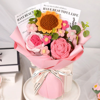 Bouquet moderne fait main - Fleurs en tricot tournesol prêtes à offrir pour l'anniversaire de votre petite amie, la Saint-Valentin et diverses occasions