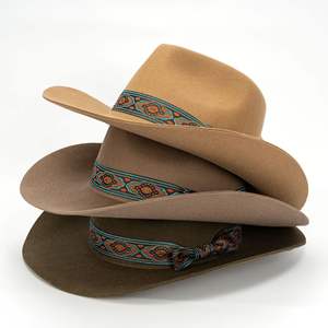 Chapeau de cowboy <span class=keywords><strong>Euro</strong></span>-Américain <span class=keywords><strong>à</strong></span> bord incurvé en 100 % laine australienne avec nœud rétro pour fêtes en plein air, voyages et hiver – Bonnet en feutre - Product Image 6