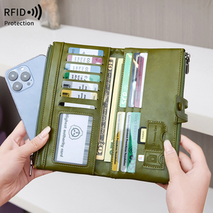 Ví da PU đựng tiền mặt, ví nữ, ngăn chặn RFID, đựng sổ séc, thẻ tín dụng, ví dài bằng da - Product Image 1